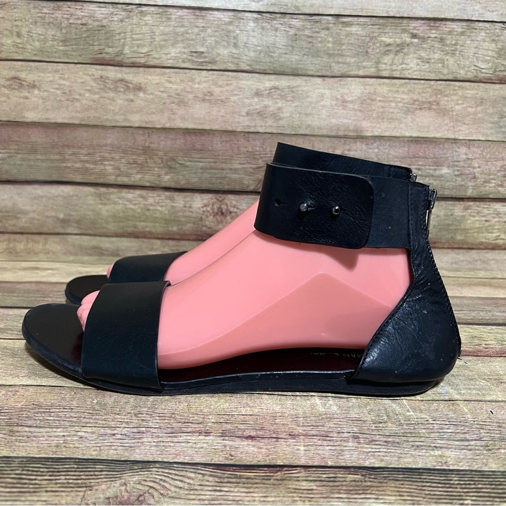 Women By Common Project Black Leather Ankle Strap Sandals